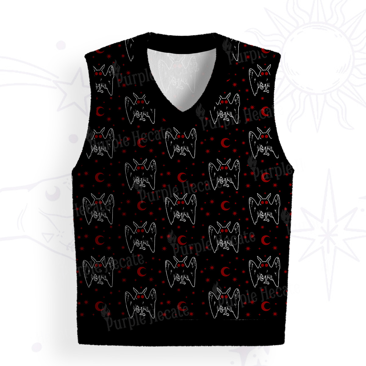 Purplehecate Witchy Mothman Night Ugly Sweater Vest