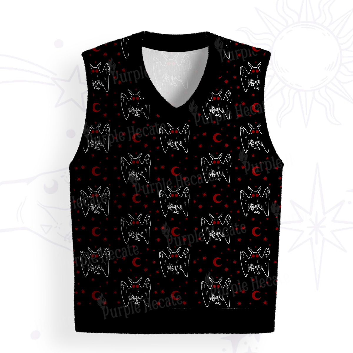 Purplehecate Witchy Mothman Night Ugly Sweater Vest