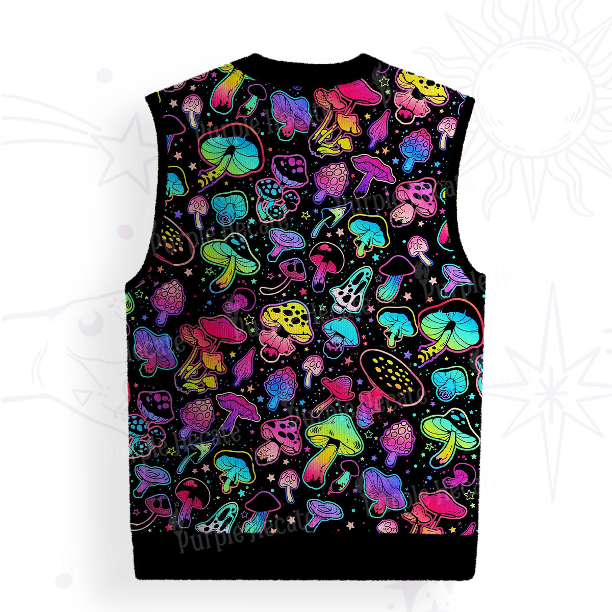 Purplehecate Psychedelic Mushroom Rave Ugly Sweater Vest