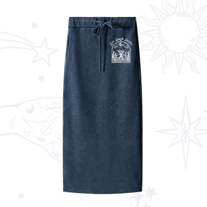 Purplehecate Live Laugh Lucifer Washed Drawstring Long Skirt