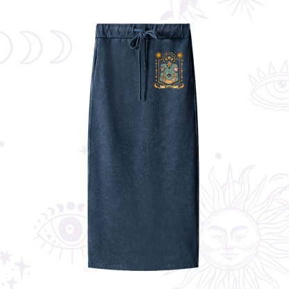 Purplehecate Gemini Zodiac Washed Drawstring Long Skirt