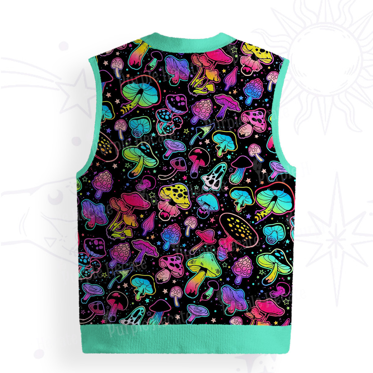 Purplehecate Psychedelic Mushroom Rave Ugly Sweater Vest