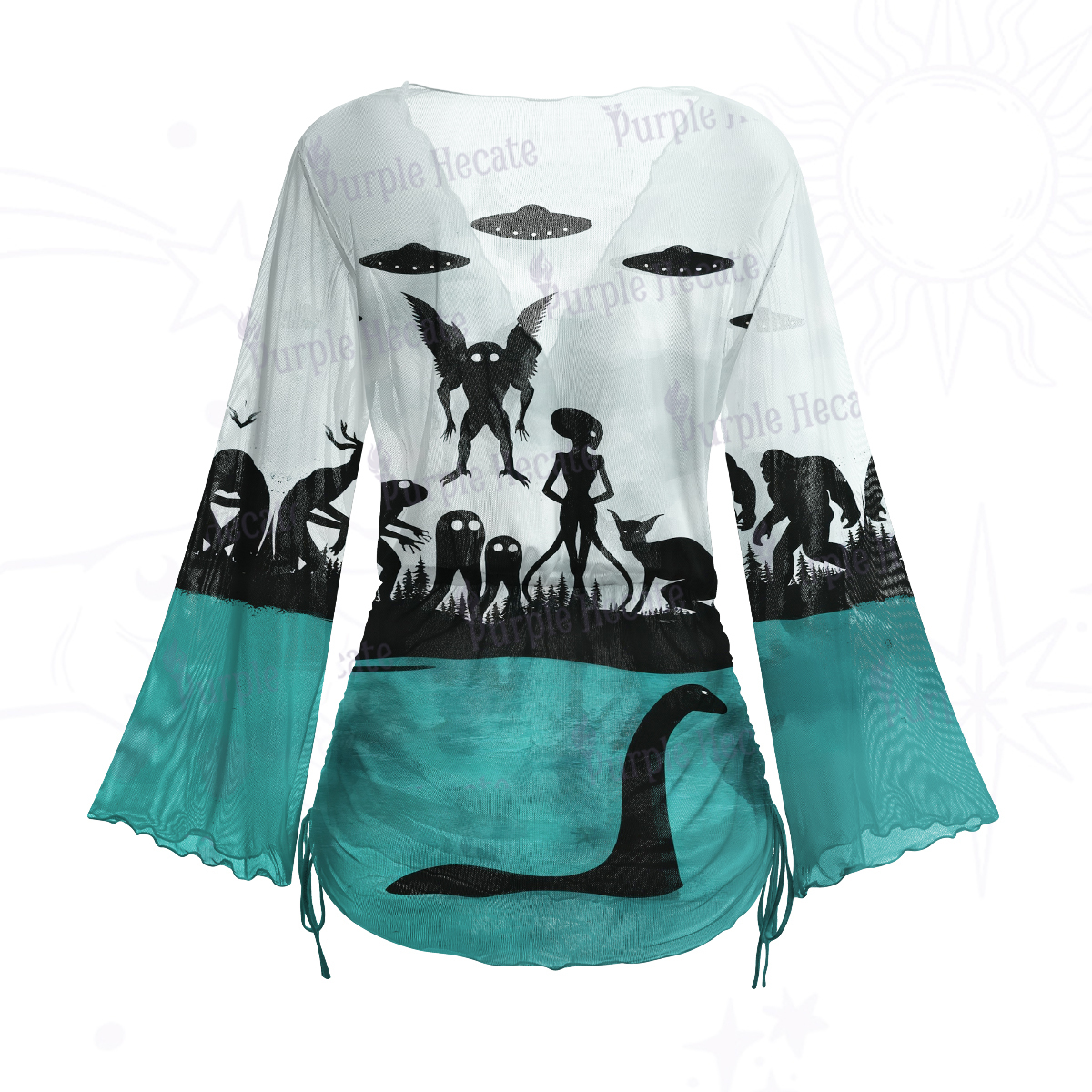 Purplehecate Alien Lake Monster Encounter Mesh Cover Up Dress