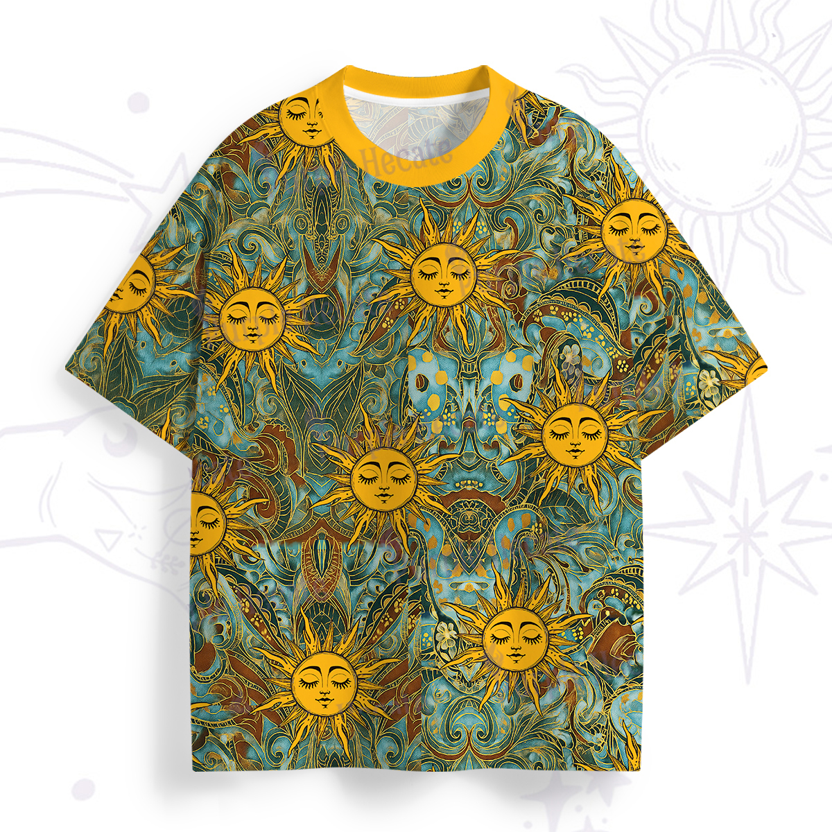 Purplehecate Golden Sun Wheel All Over Print T-Shirt