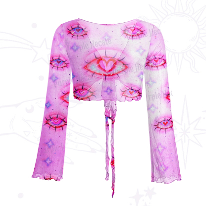 Purplehecate Mystic Love-Eye Mesh Tie Front Top