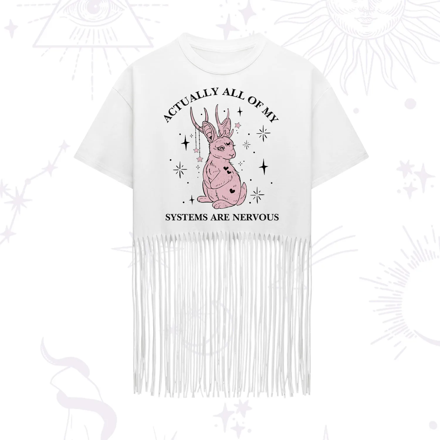 Purplehecate Actually All Of My Systems Are Nervous Fringe Hem T-Shirt