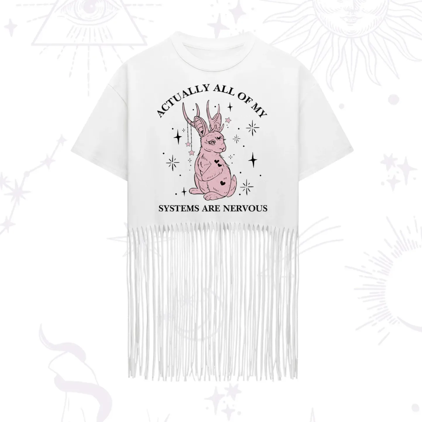 Purplehecate Actually All Of My Systems Are Nervous Fringe Hem T-Shirt