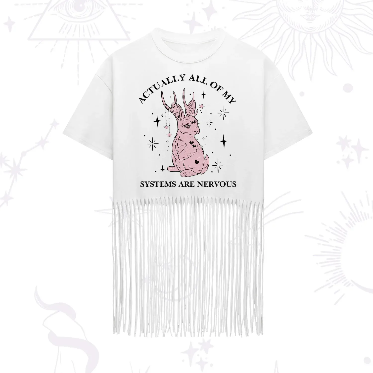 Purplehecate Actually All Of My Systems Are Nervous Fringe Hem T-Shirt