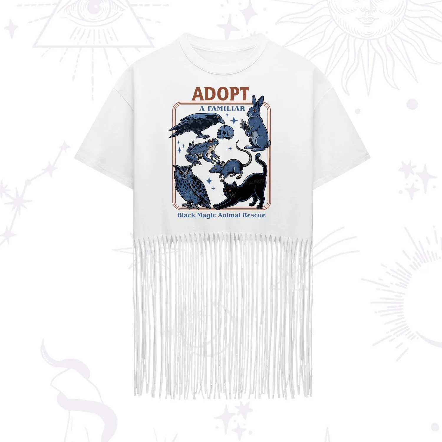 Purplehecate Adopt a Familiar Fringe Hem T-Shirt