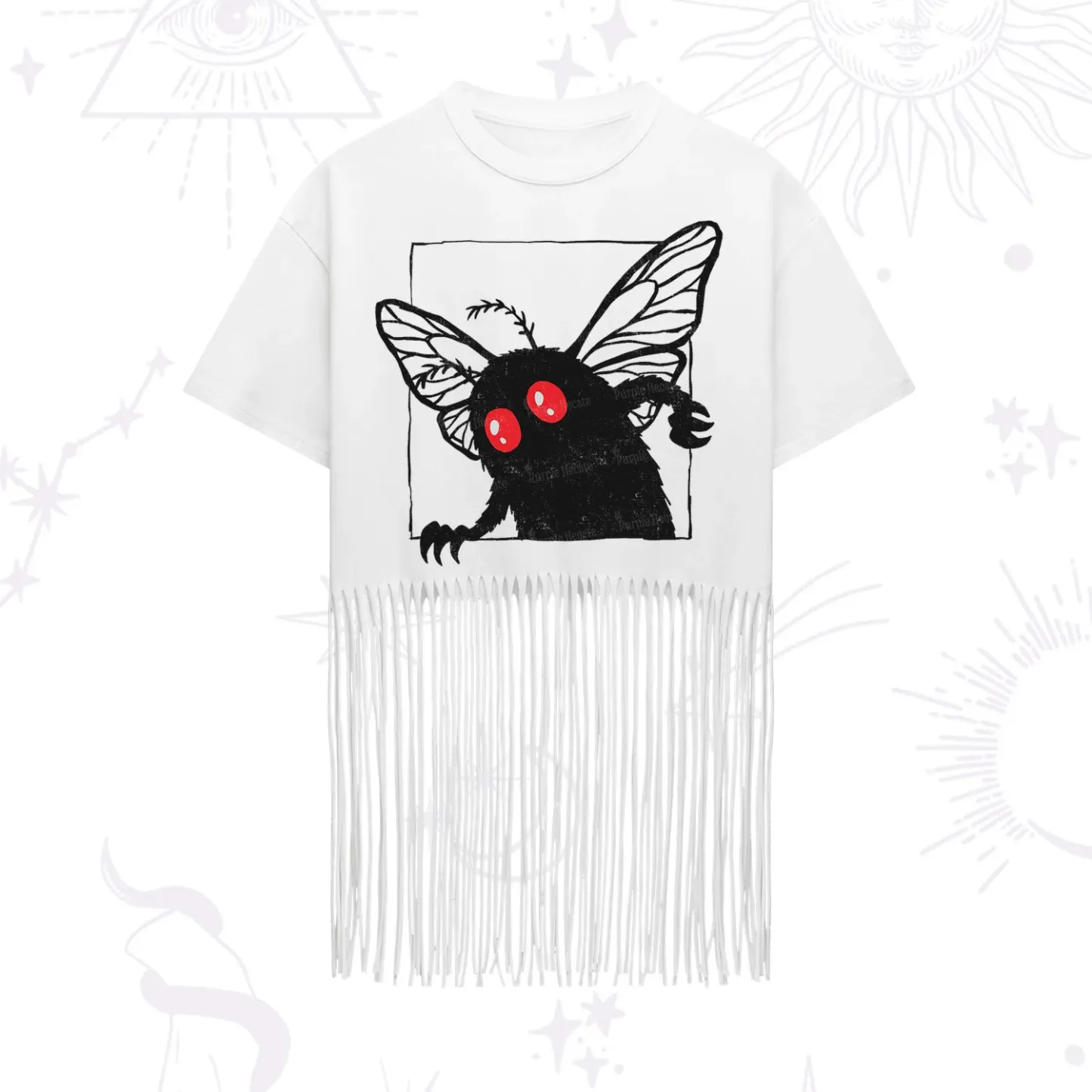 Purplehecate The Curious Mothman Fringe Hem T-Shirt