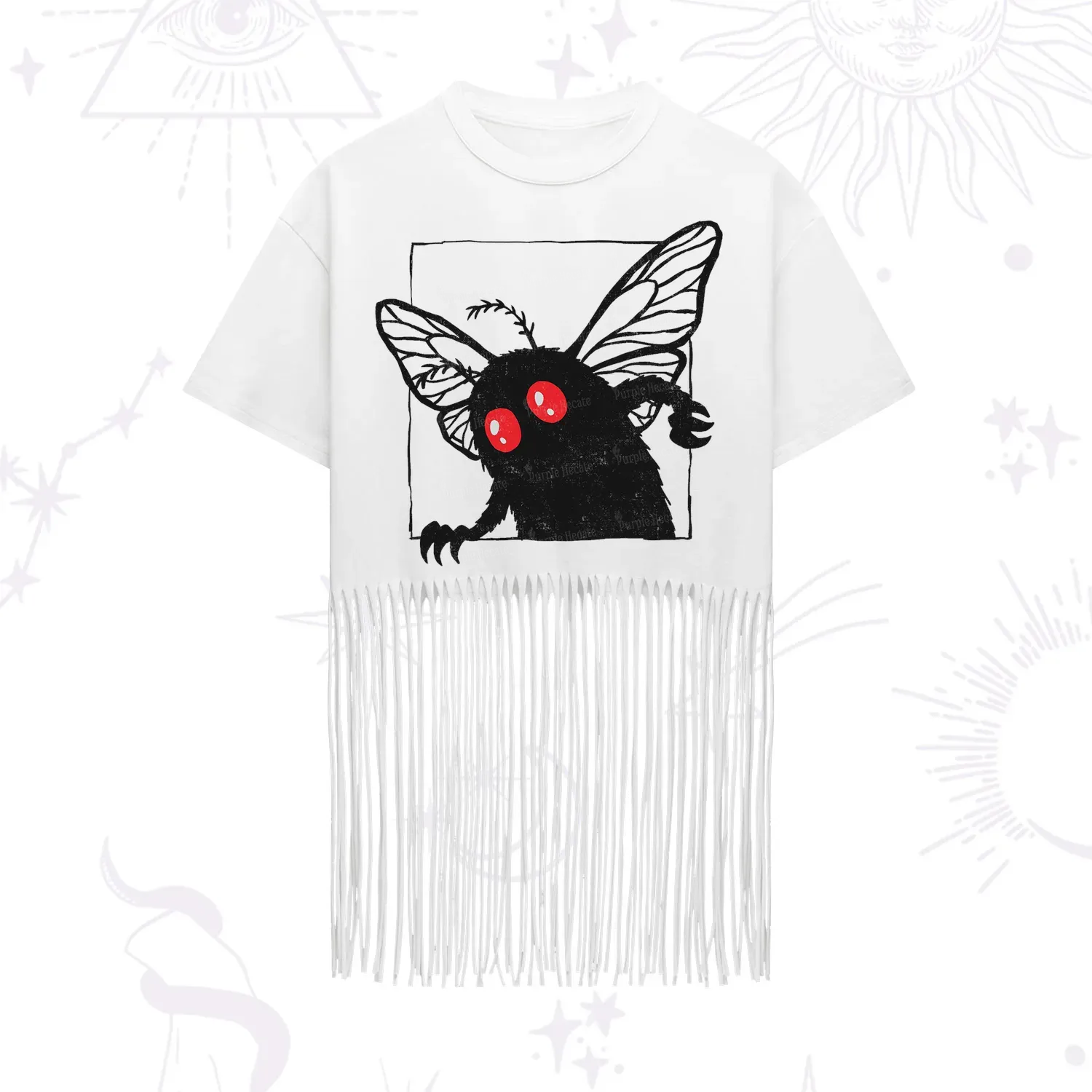 Purplehecate The Curious Mothman Fringe Hem T-Shirt