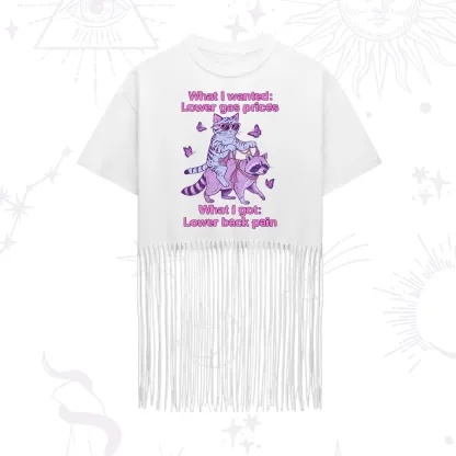 Purplehecate Lower Gas Prices Lower Back Pain Cat Fringe Hem T-Shirt