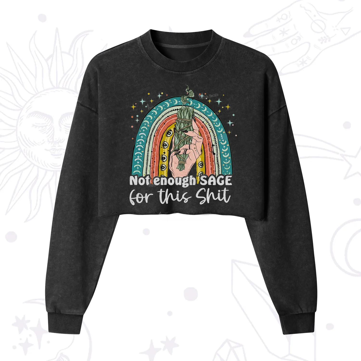 Purplehecate Not Enough Sage For This Sh*t Cropped Washed Sweatshirt