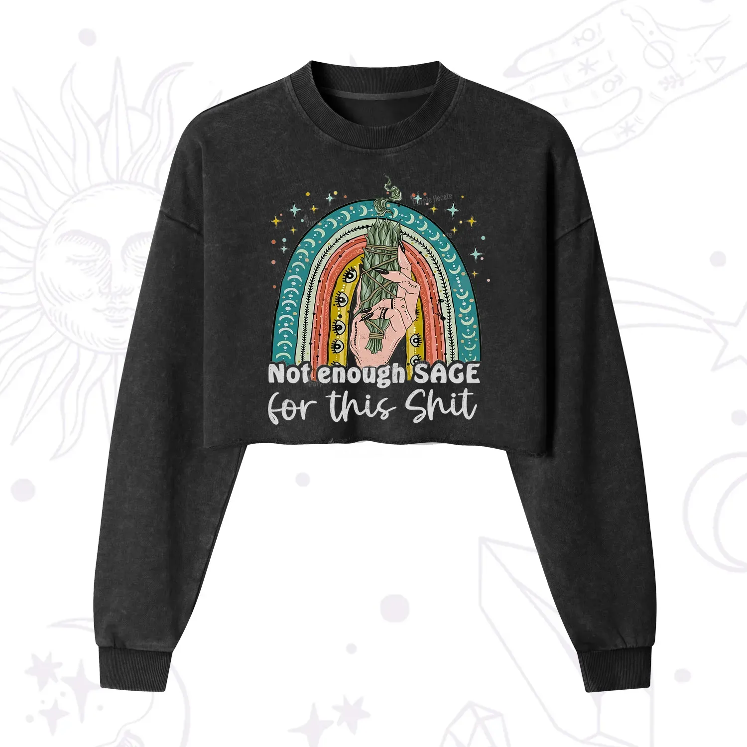 Purplehecate Not Enough Sage For This Sh*t Cropped Washed Sweatshirt