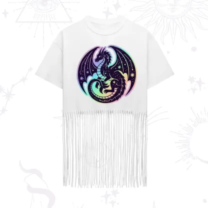 Purplehecate Cosmic Dragon Fringe Hem T-Shirt
