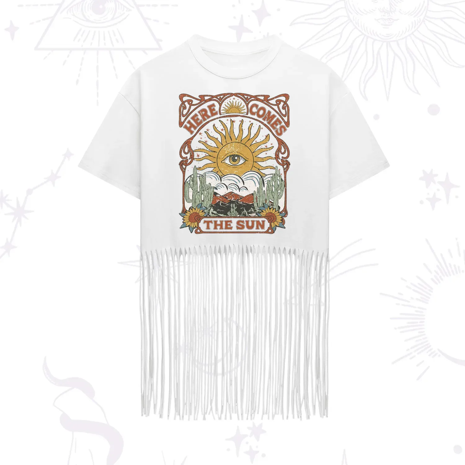 Purplehecate Here Comes The Sun Fringe Hem T-Shirt