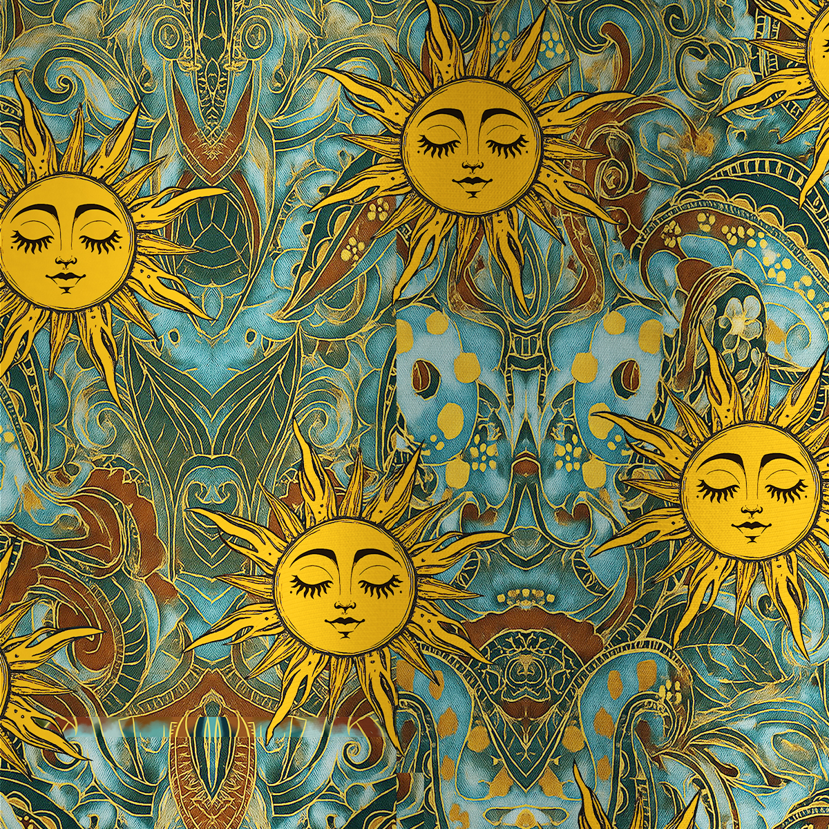 Purplehecate Golden Sun Wheel All Over Print T-Shirt