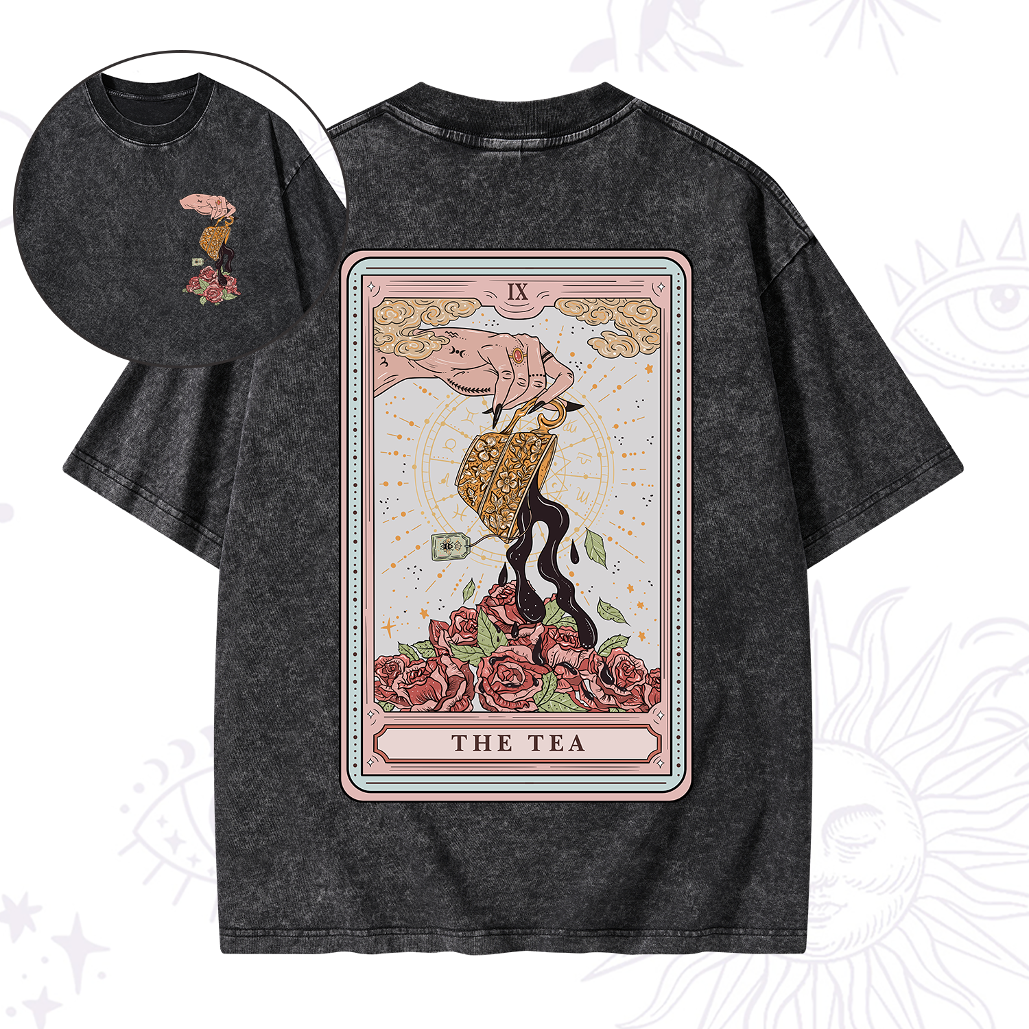 Purplehecate The Tea Food Tarot  Washed T-Shirt