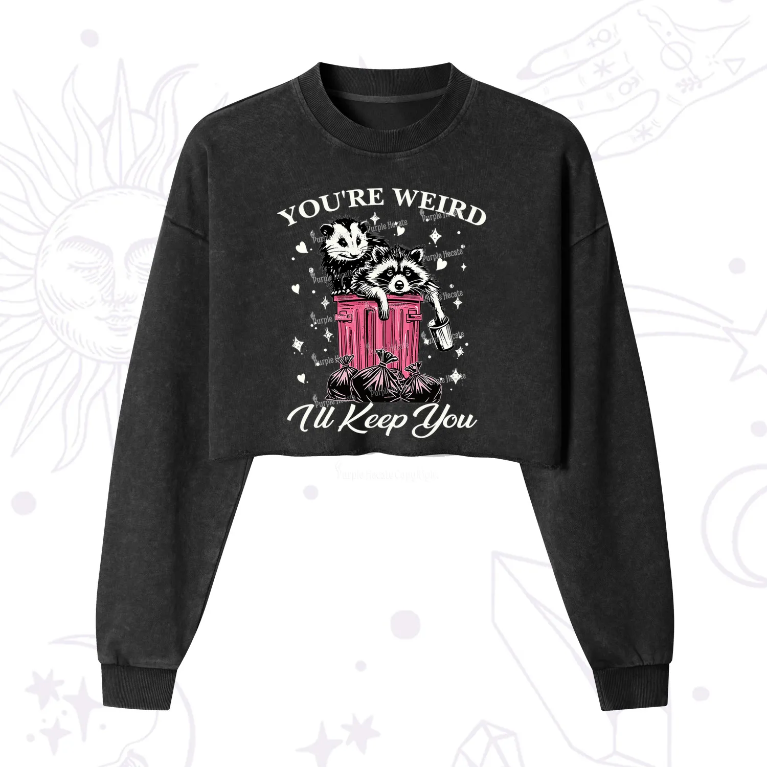 Purplehecate You're Weird I'll Keep You Cropped Washed Sweatshirt