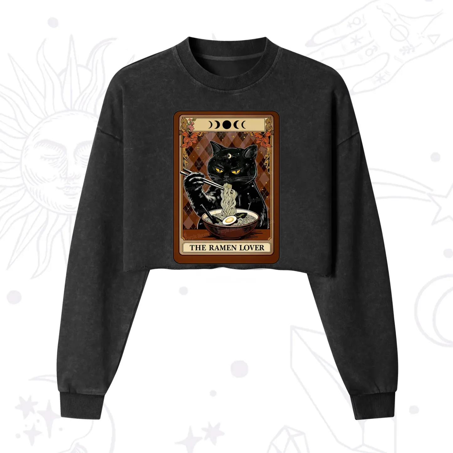 Purplehecate The Ramen Lover Tarot Cropped Washed Sweatshirt
