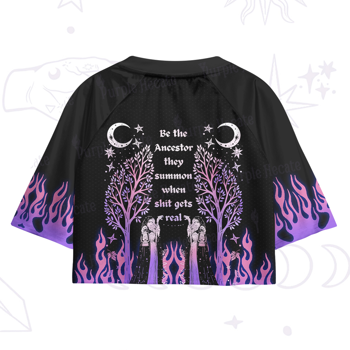 Purplehecate Be the Ancestor Witch Flame Crop Jersey Top