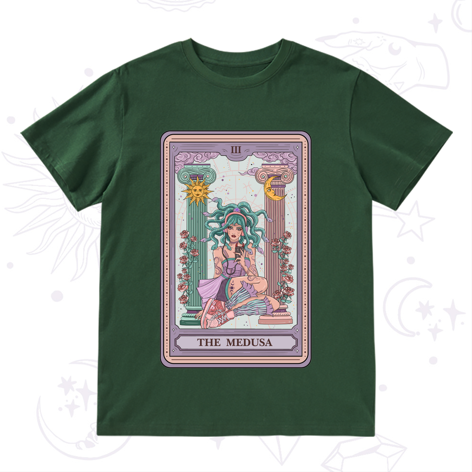 Purplehecate The Fashionable Medusa Tarot Card T-Shirt
