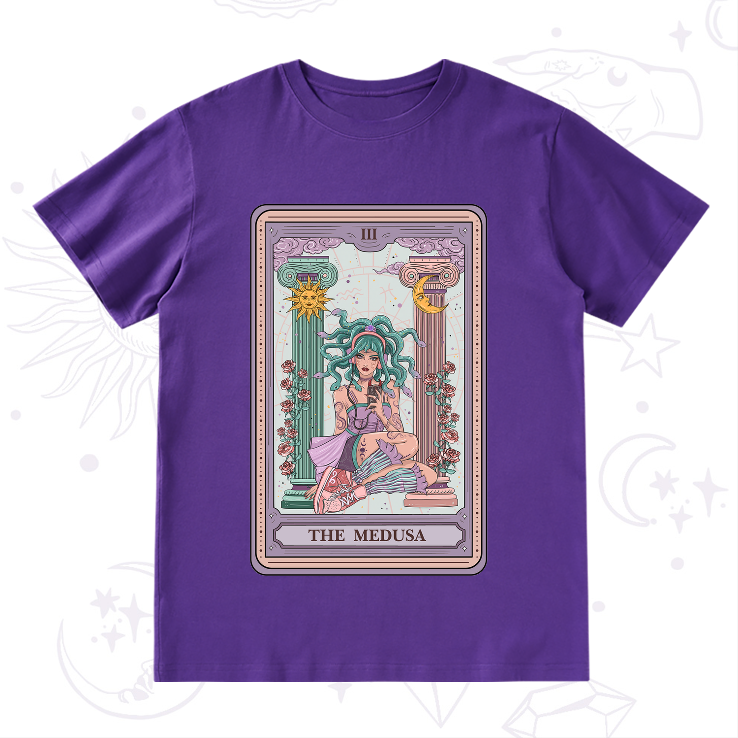 Purplehecate The Fashionable Medusa Tarot Card T-Shirt