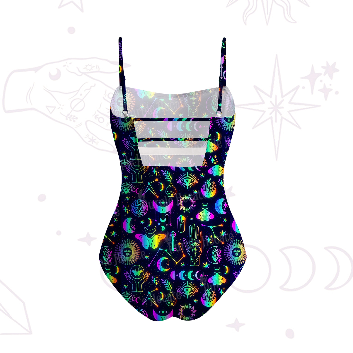 Purplehecate Blacklight Butterfly Slim-Strap Swimsuit