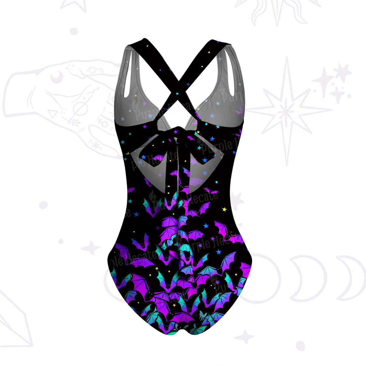 Purplehecate Rainbow Bat One-Piece Swimsuit