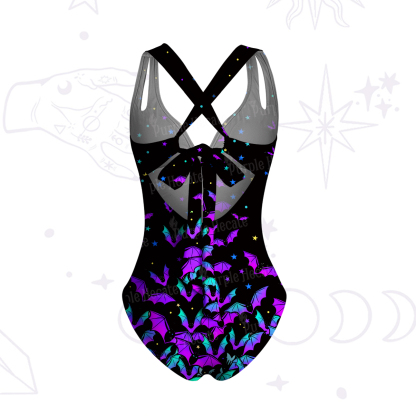 Purplehecate Rainbow Bat One-Piece Swimsuit