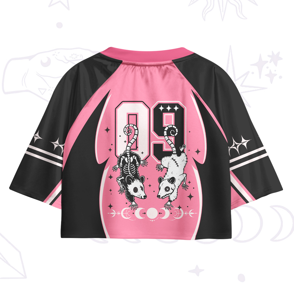 Purplehecate Moonlit Skeleton Rats Crop Jersey Top