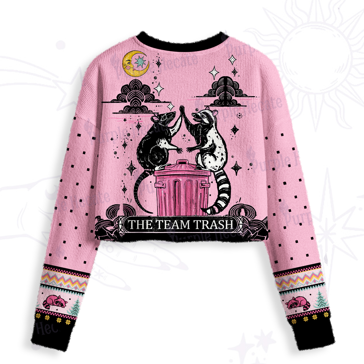 Purplehecate The Team Trash Opossum Tarot Crop Fuzzy Ugly Sweatshirt