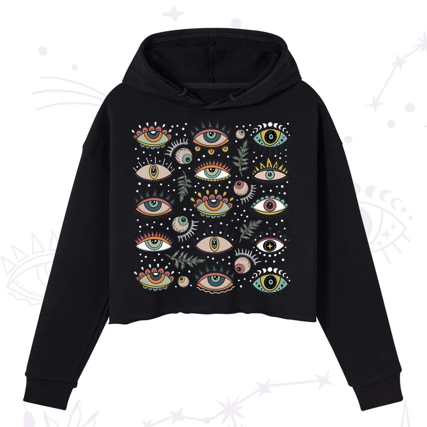 Purplehecate Evil Eye Array Crop Hoodie