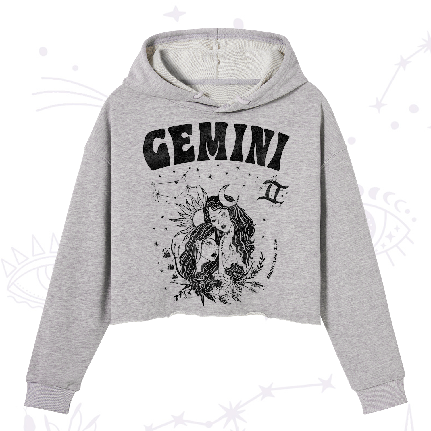 Purplehecate Gemini Zodiac Glyphs  Crop Hoodie