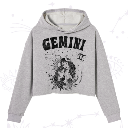 Purplehecate Gemini Zodiac Glyphs  Crop Hoodie