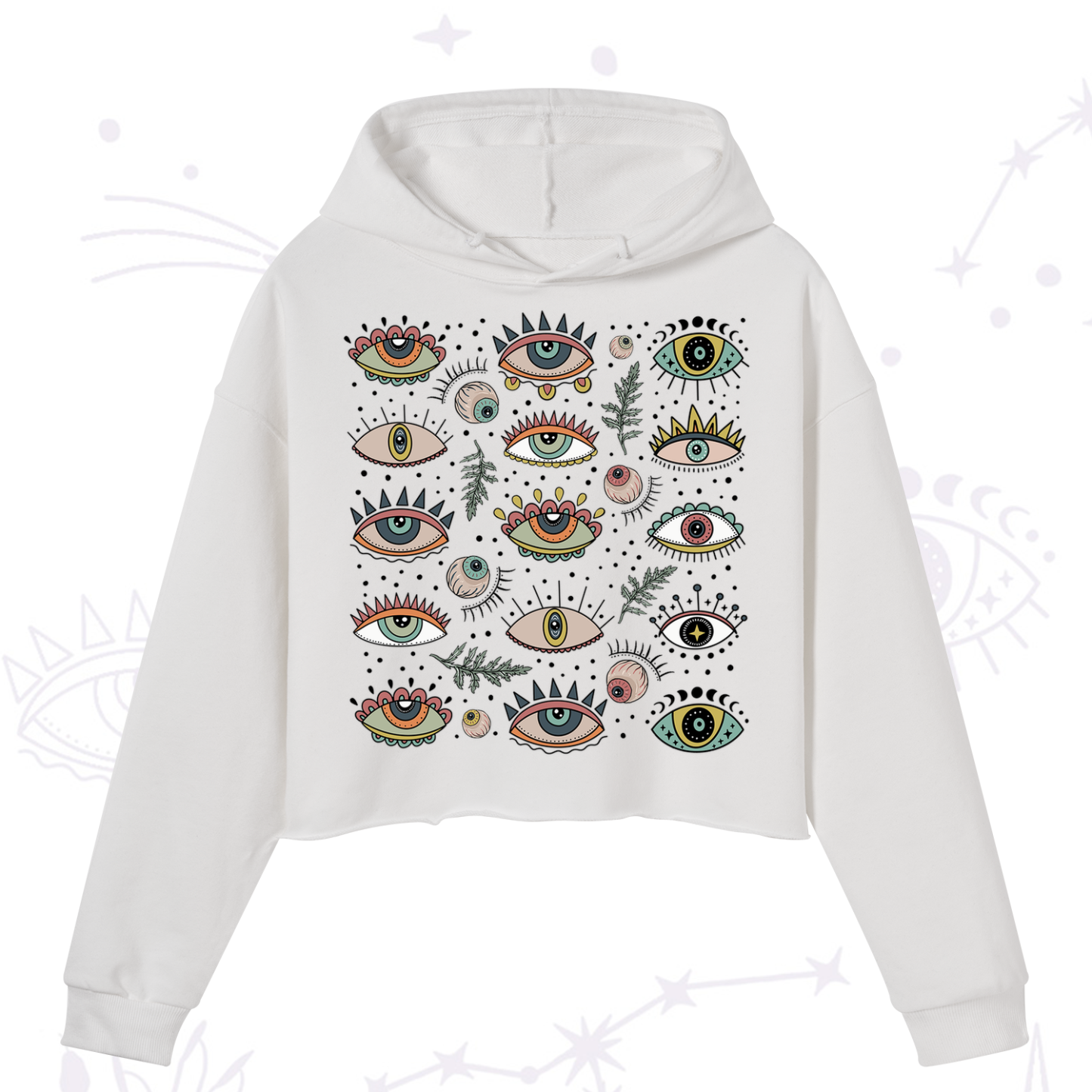 Purplehecate Evil Eye Array Crop Hoodie
