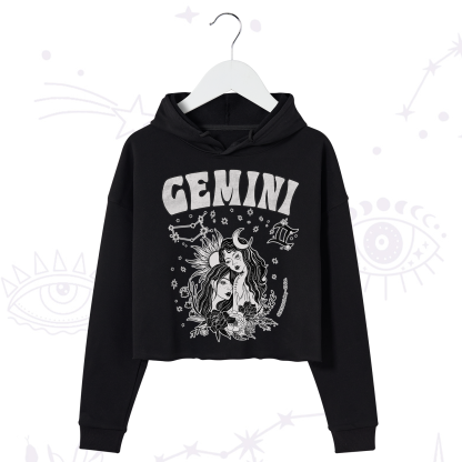 Purplehecate Gemini Zodiac Glyphs  Crop Hoodie