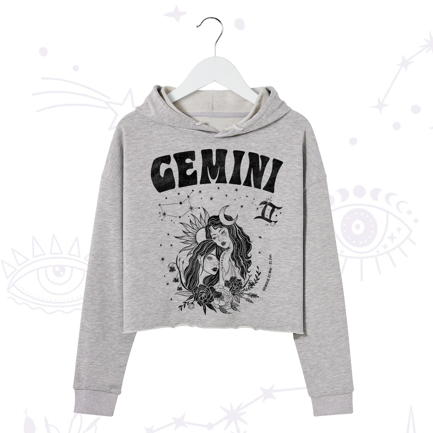 Purplehecate Gemini Zodiac Glyphs  Crop Hoodie