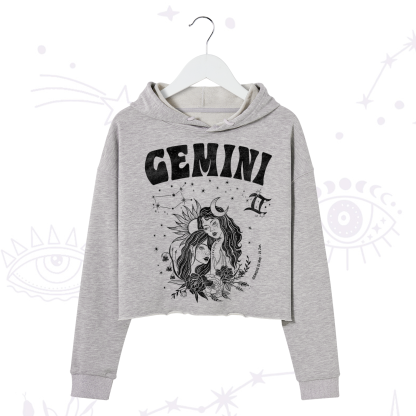 Purplehecate Gemini Zodiac Glyphs  Crop Hoodie