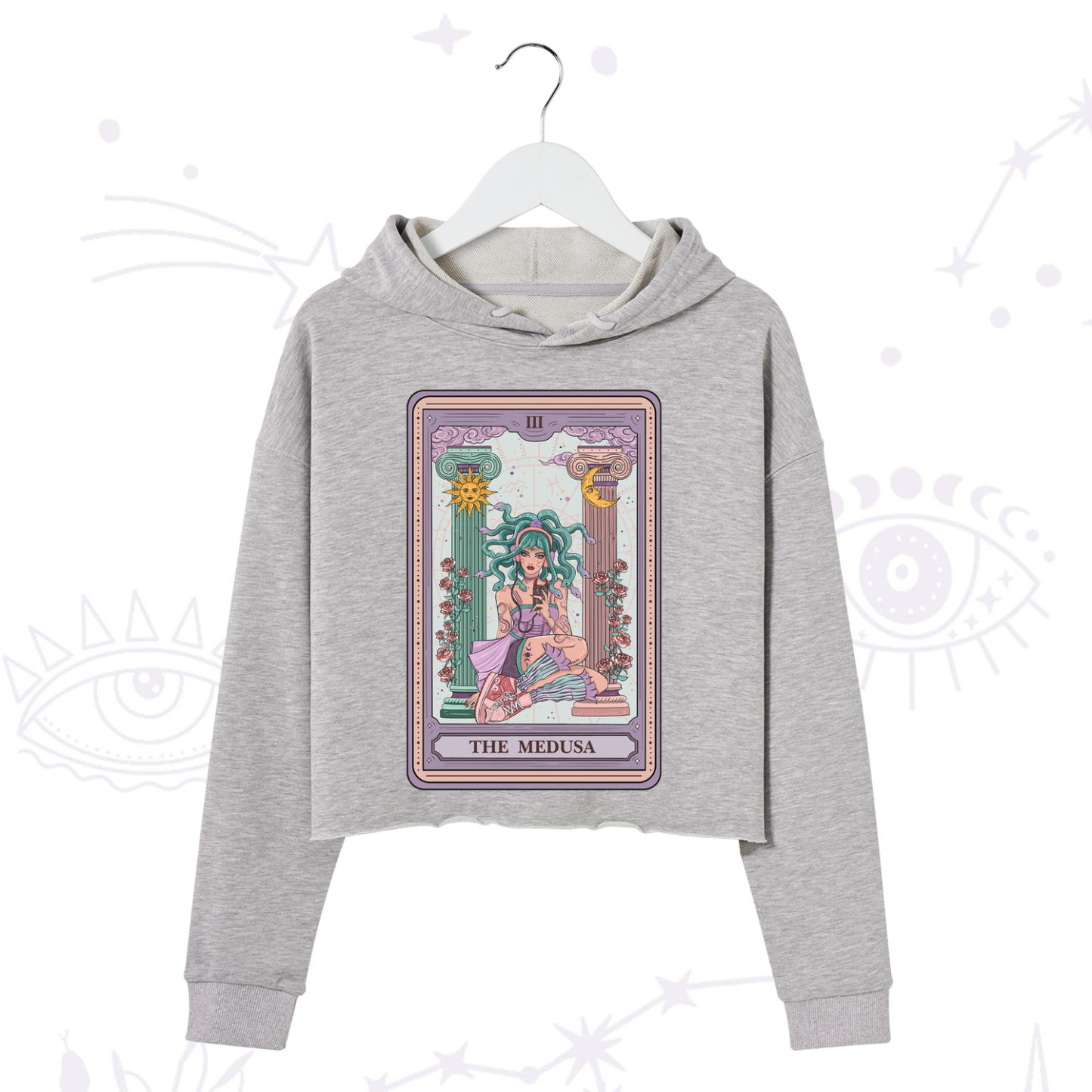 Purplehecate The Fashionable Medusa Tarot Card Crop Hoodie