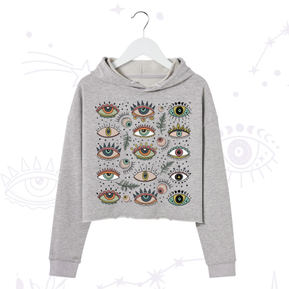 Purplehecate Evil Eye Array Crop Hoodie