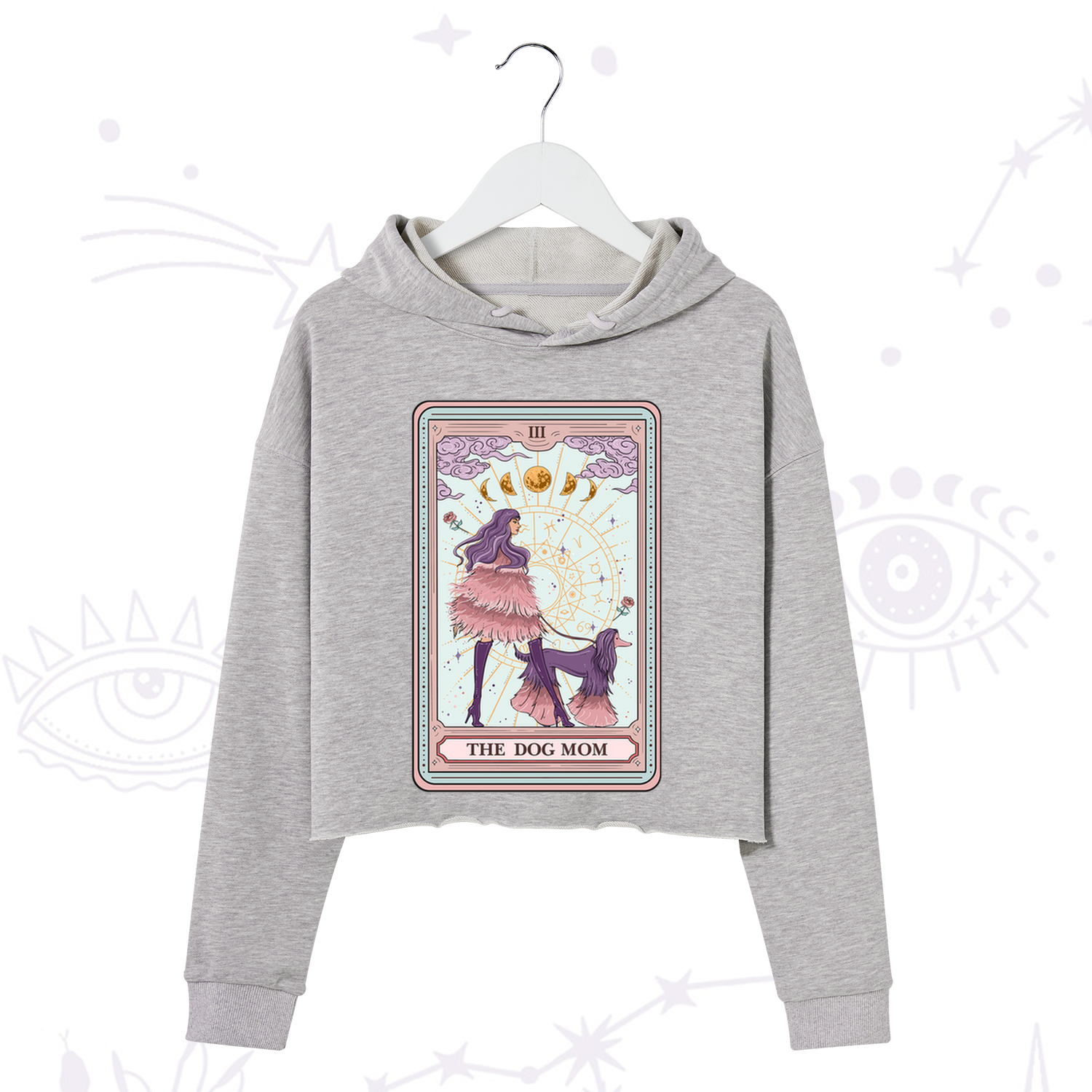 Purplehecate The Fashionable Dog Mom Tarot Card Crop Hoodie