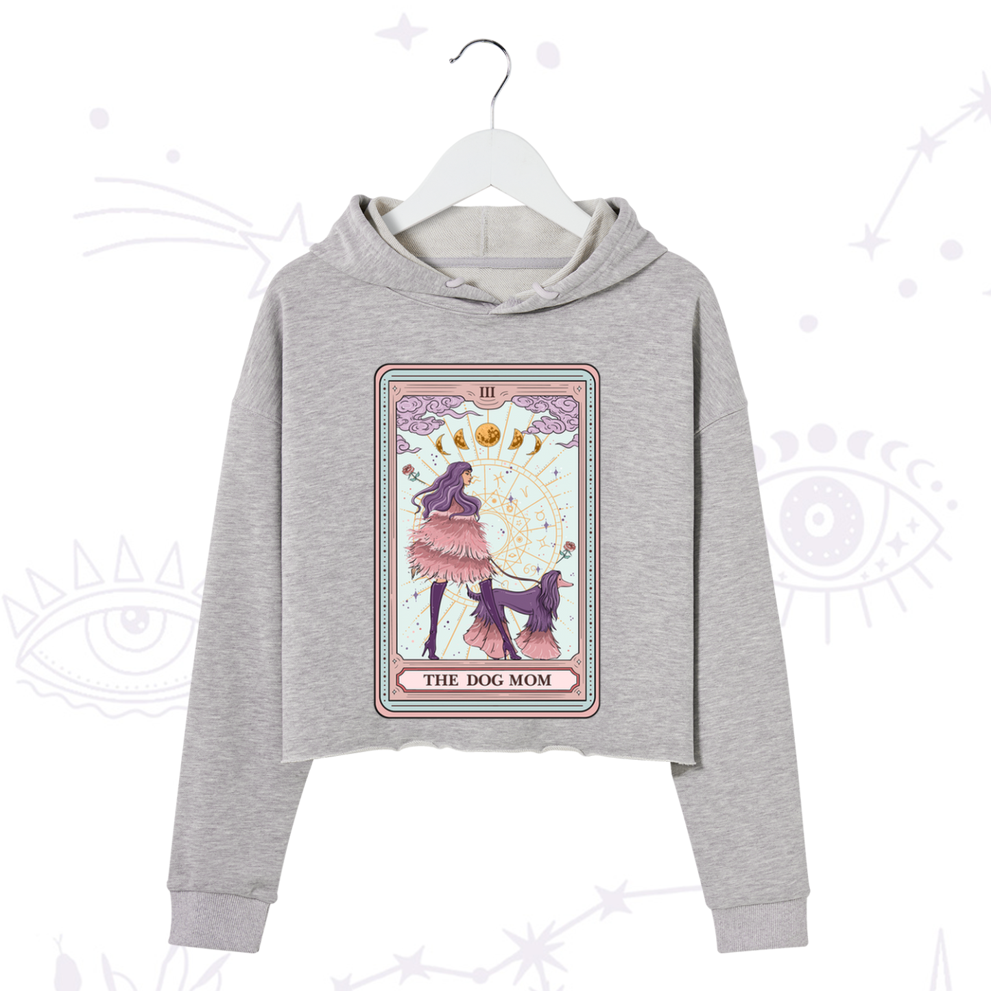 Purplehecate The Fashionable Dog Mom Tarot Card Crop Hoodie