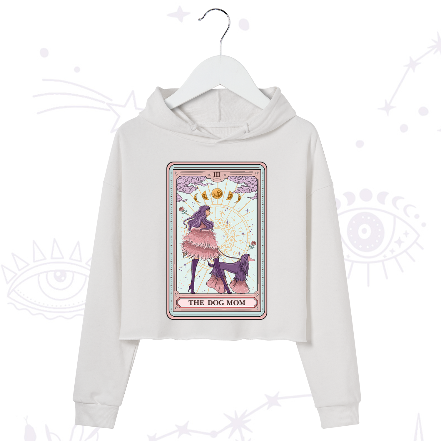 Purplehecate The Fashionable Dog Mom Tarot Card Crop Hoodie