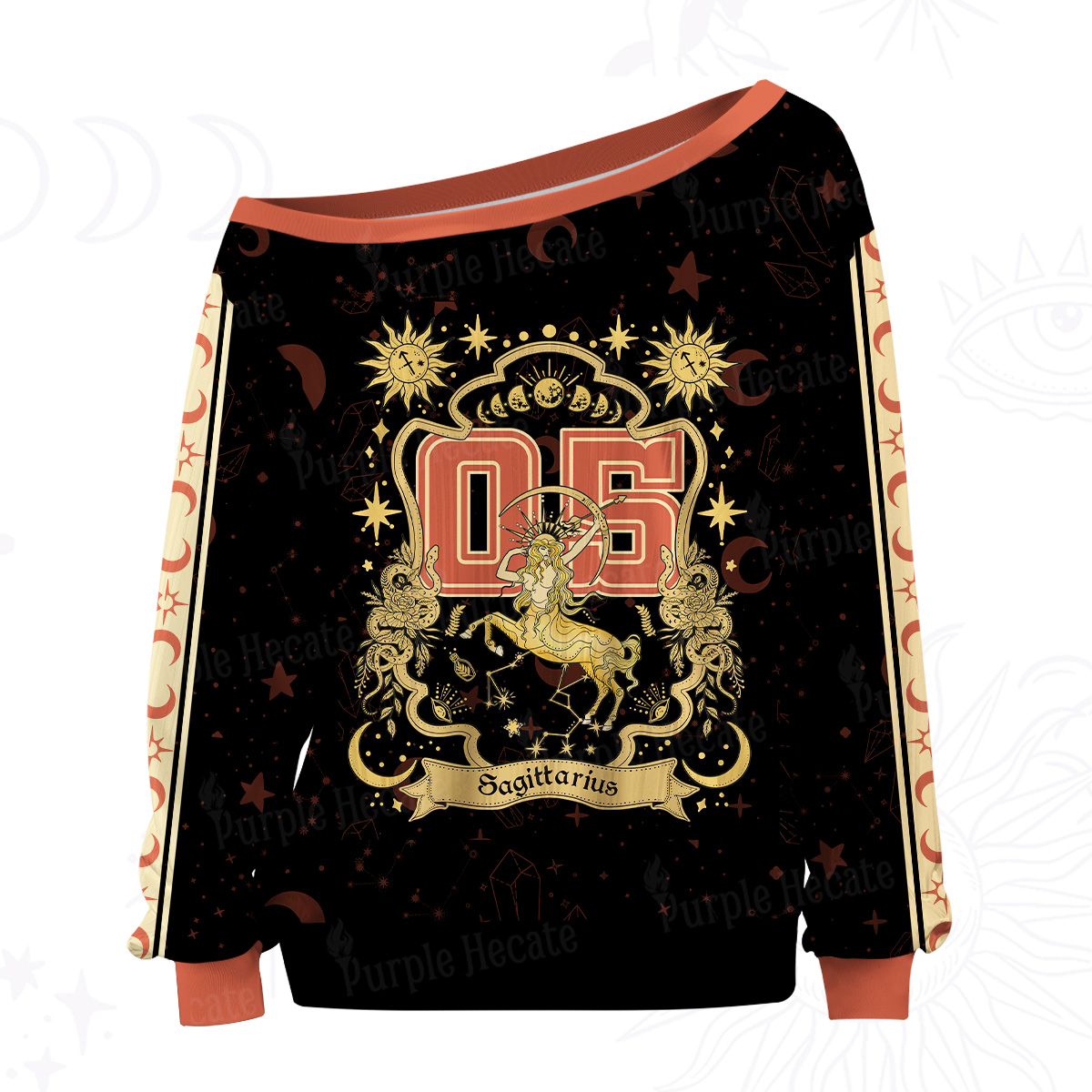 Purplehecate Sagittarius' Astral Mirage Zodiac Off The Shoulder Graphic Jersey