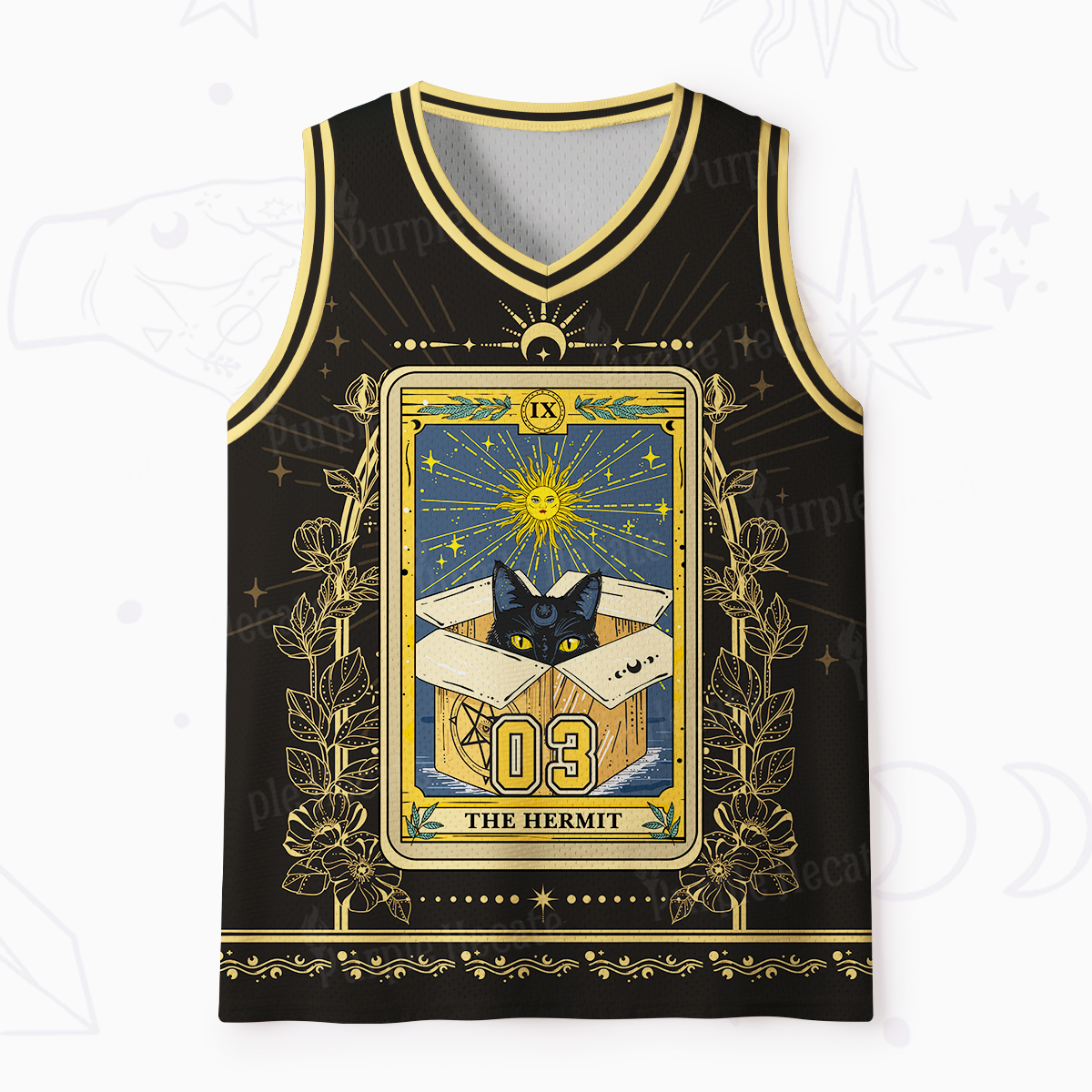 Purplehecate The Hermit Cat Tarot Card Mesh Jersey Tank Top