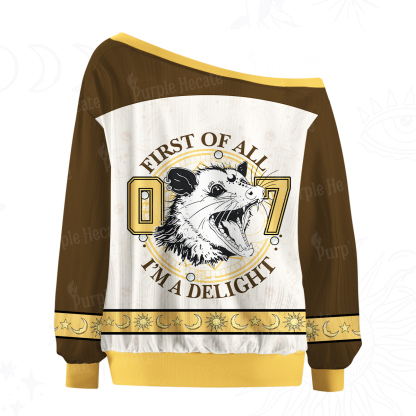 Purplehecate First of All I’m a Delightful No.07 Off The Shoulder Graphic Jersey