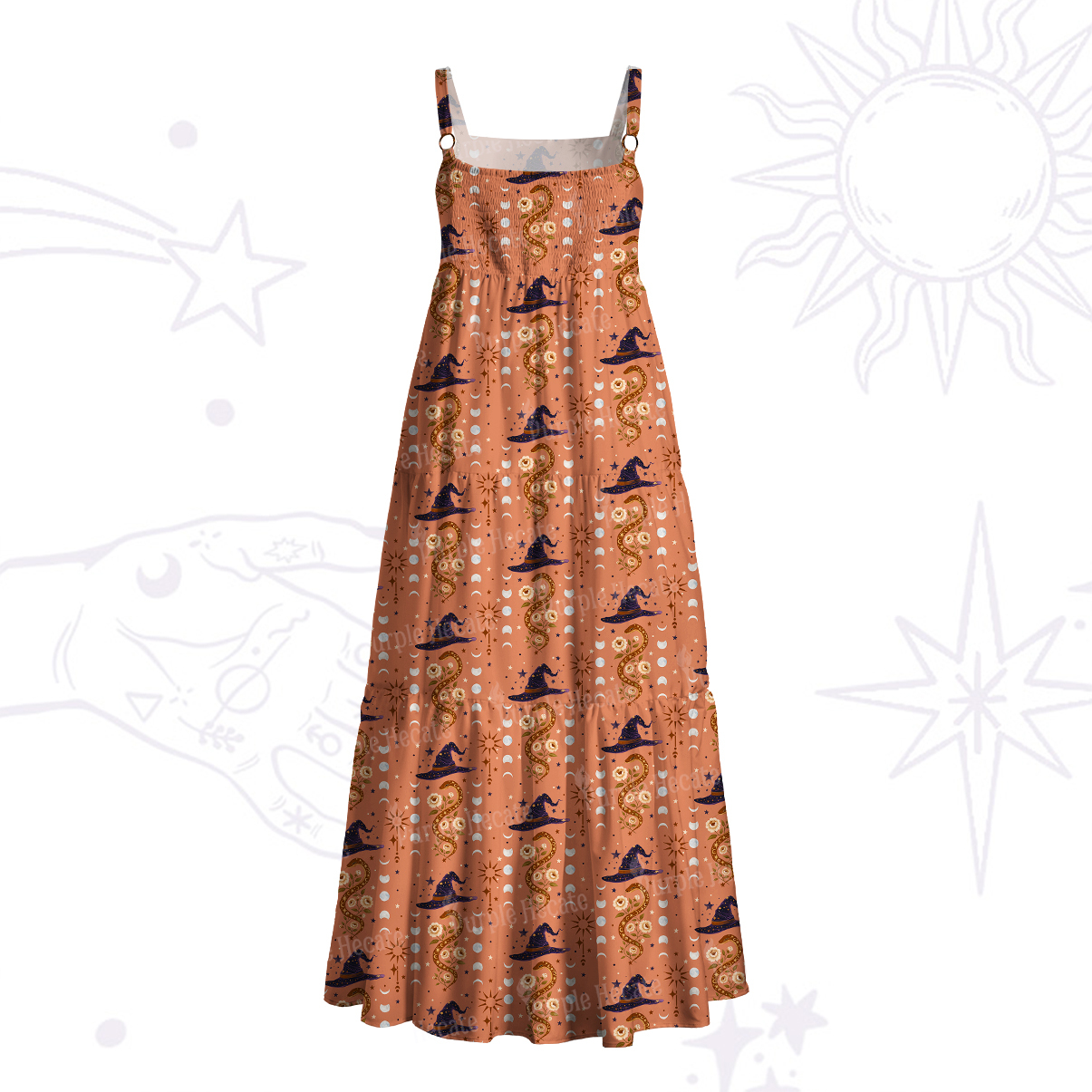 Purplehecate Witch's Enchantment Wide Straps Maxi Dress