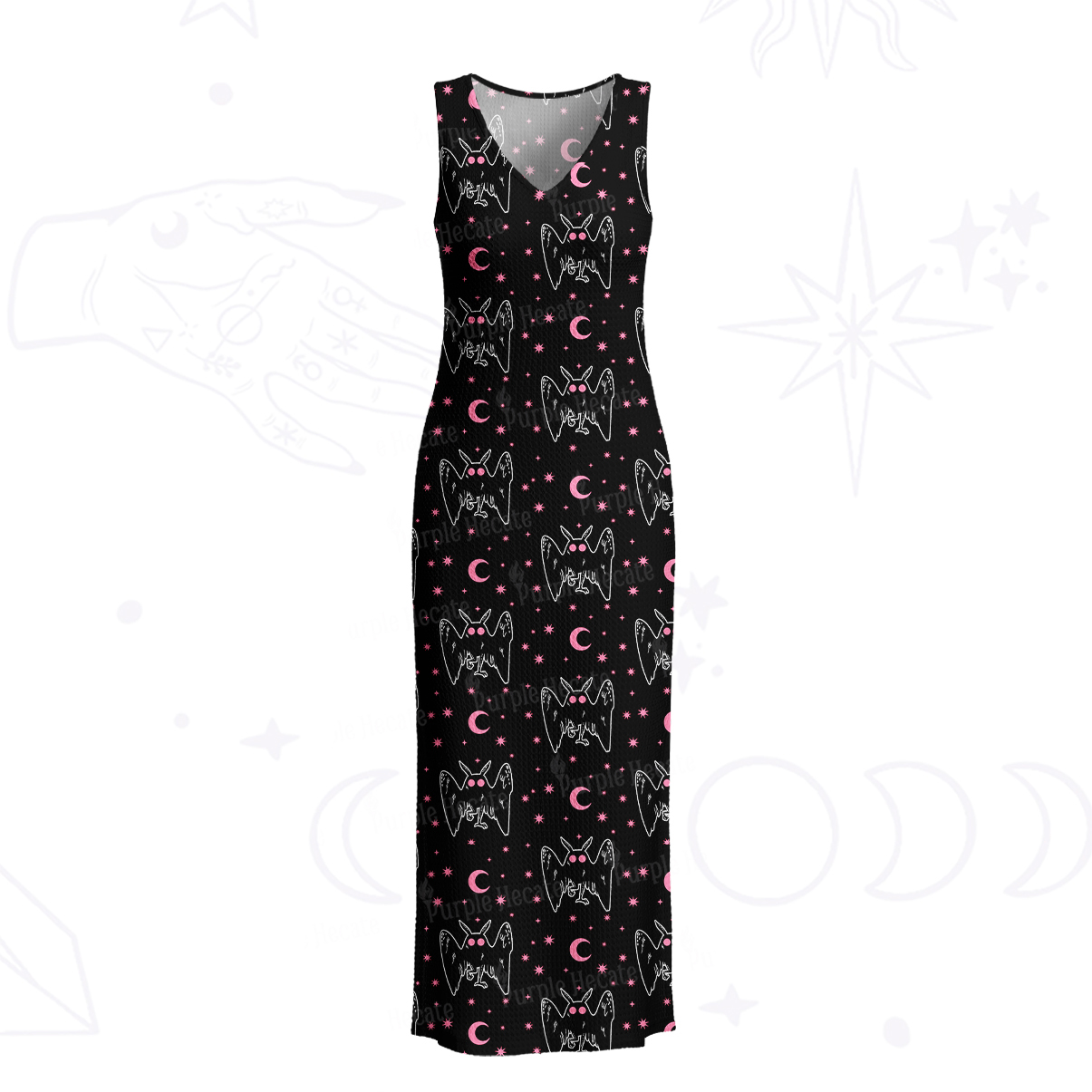 Purplehecate Witchy Mothman Night Crochet Knit Maxi Dress