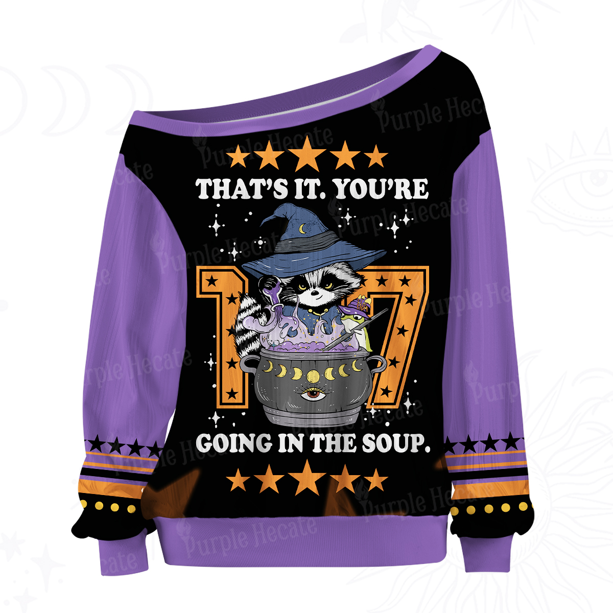 Purplehecate That's It You're Going In The Soup Raccoon Off The Shoulder Graphic Jersey